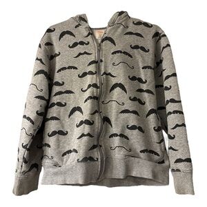 Gymboree Gray and Black Mustaches Hoodie Size Large